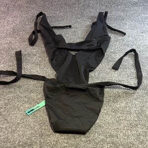 Fashion Nova Black One-Piece Tie-Side Swimsuit